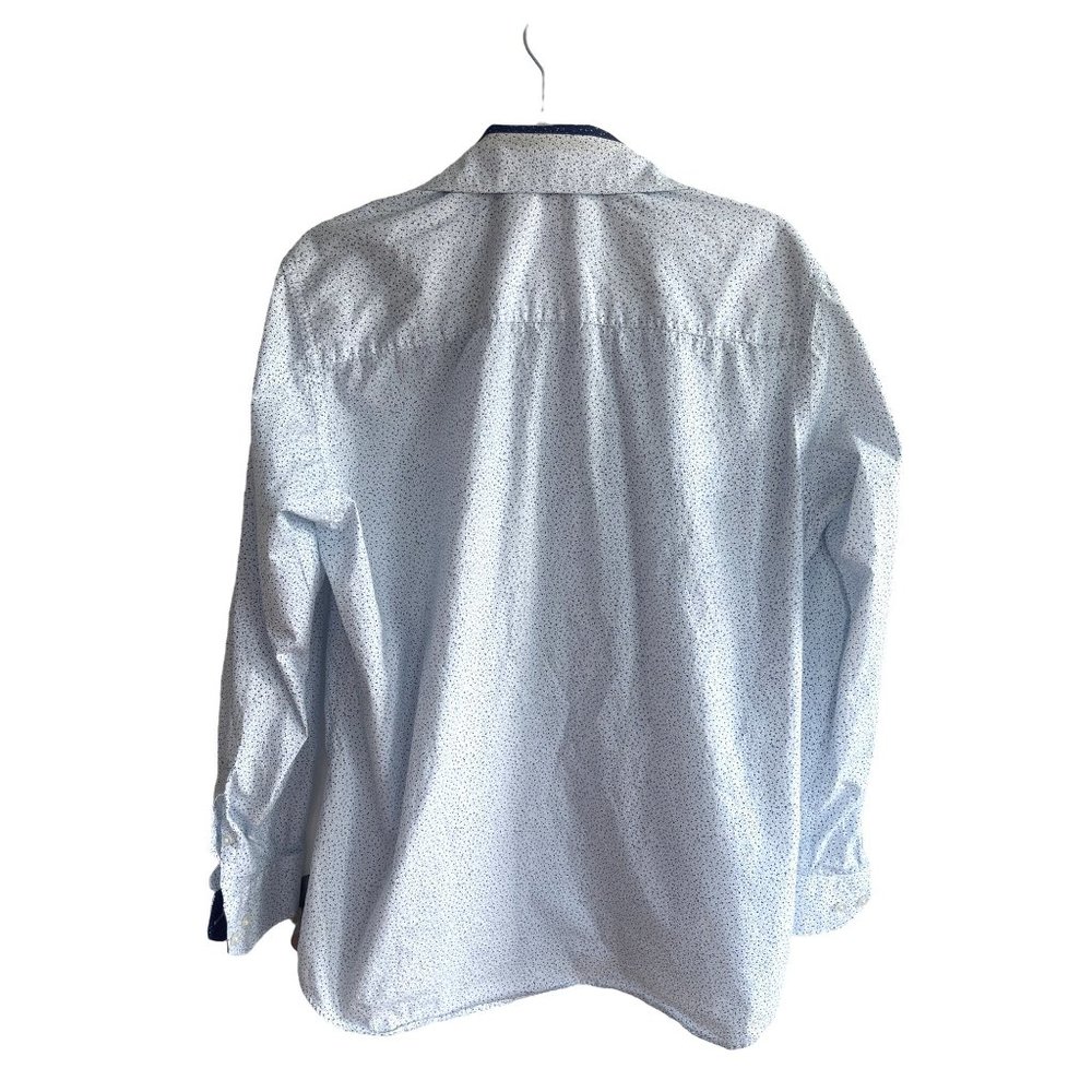 Tailorbyrd Men's Button- Down Long Sleeve White Blue Speckles Dress Shirt Size L - Picture 6 of 7